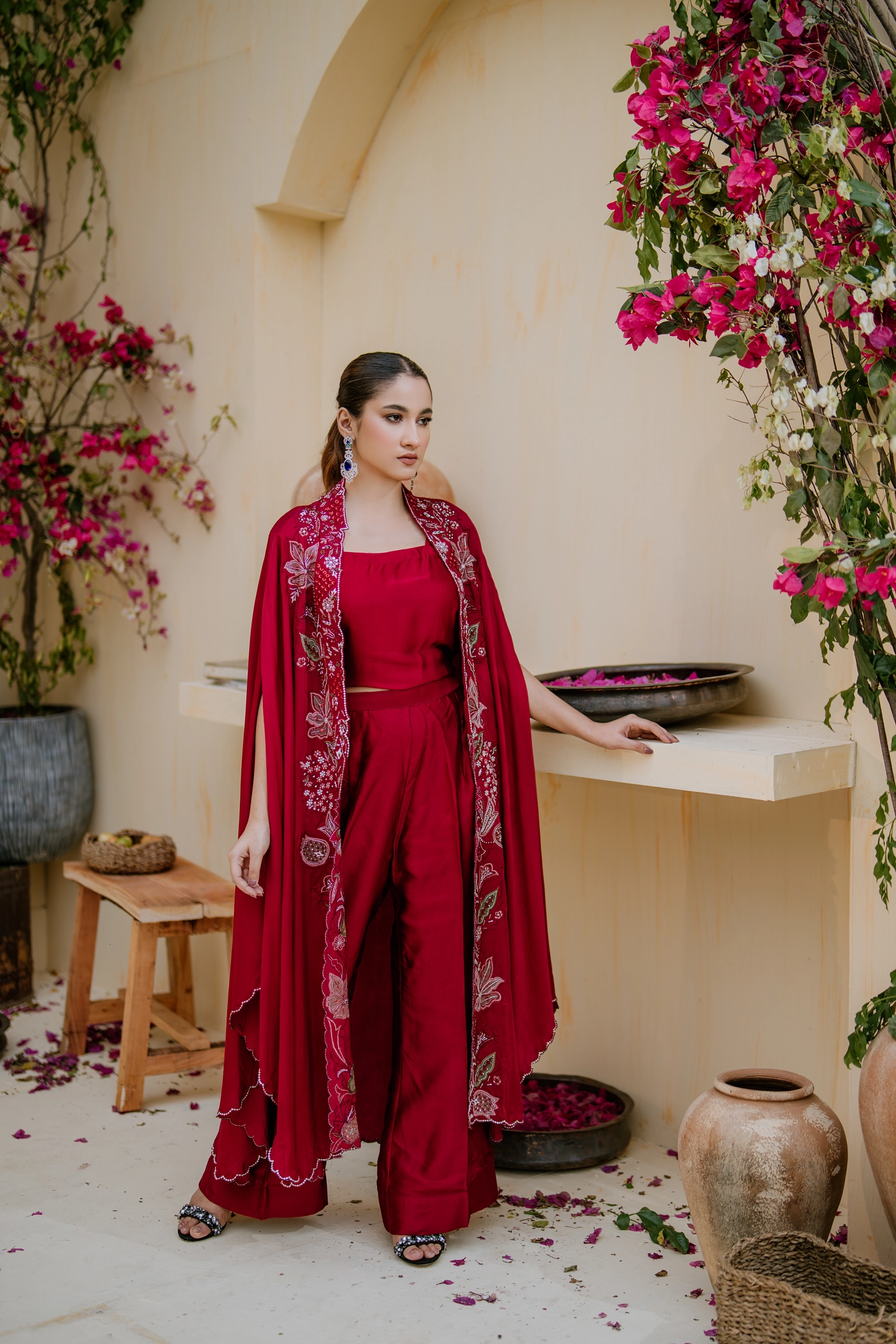 Crimson Red Fusion Cape Set